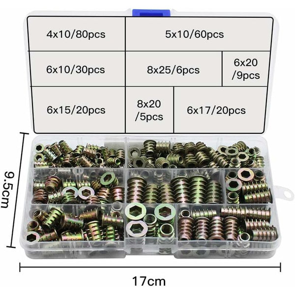 230 Pcs Zinc Alloy Hex Threaded Insert Nuts External M4 M5 M6 M8 For Wood Furniture Screws & Bolts