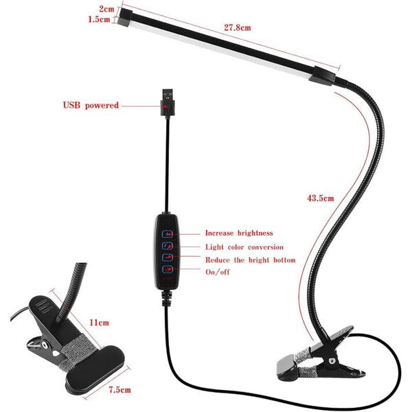 8W Dimmable Usb Desk Lamp With 3 Modes (Cool/Warm/Natural) 10 Brightness Levels Led For Office Education Lamps