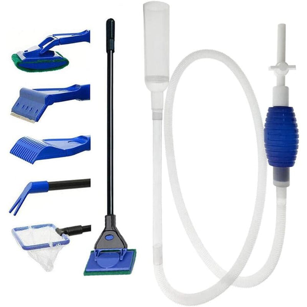 Aquarium Cleaning Kit 5 In 1 Algae Scraper And Gravel Cleaner Hand Siphon Pump To Drain Replace Aquariums