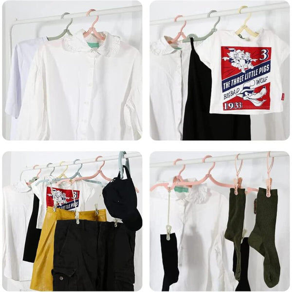 12 Pack Foldable Plastic Travel Hangers Space Saving With Non Slip Multi Functional Accessories For Clothes Hangers