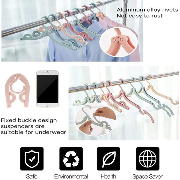 12 Pack Foldable Plastic Travel Hangers Space Saving With Non Slip Multi Functional Accessories For Clothes Hangers