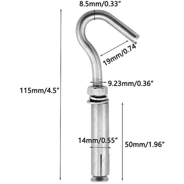 M10 304 Stainless Steel Expansion Bolts Anchors Open Hook Screws 5 Pack Screws & Bolts