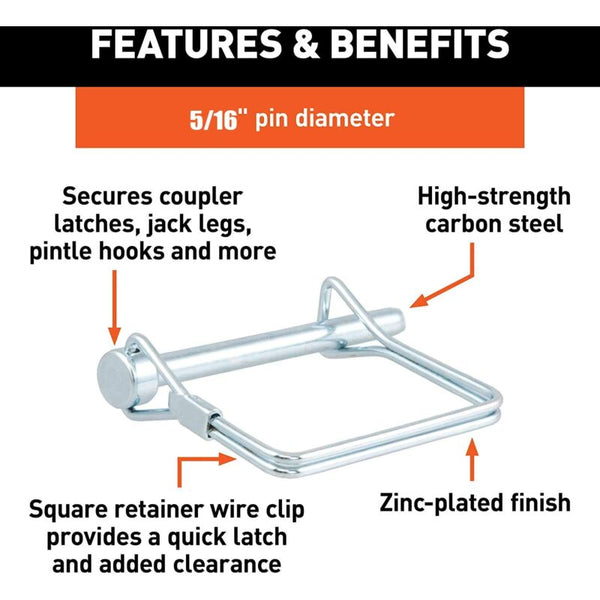 12 Pcs Square Locking Pin 5/16 Inch (8Mm) High Quality Galvanized Carbon Steel Safety Self For Tractor Farm Screws & Bolts