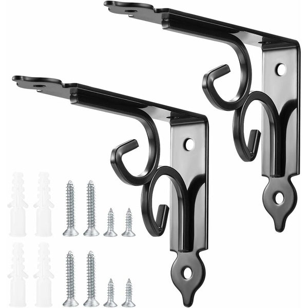 2 Pcs Wall Shelf Brackets 90 Degree Triangle Metal Angle For Bookshelf Kitchen Black Braces & Brackets
