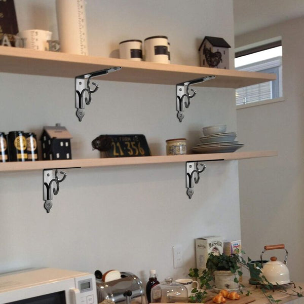 2 Pcs Wall Shelf Brackets 90 Degree Triangle Metal Angle For Bookshelf Kitchen Black Braces & Brackets