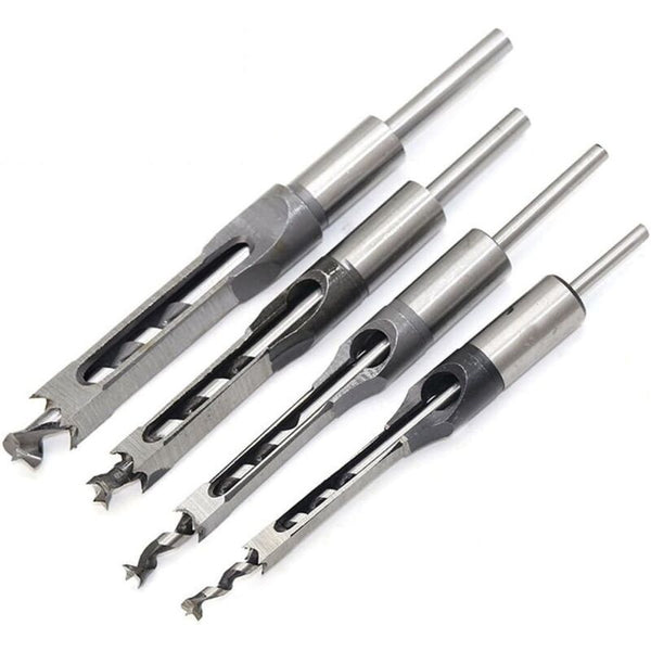 4 Pcs Chisel Set Square Hole Drill Bits Steel Hollow Woodworking Tools (1/4 1/2 5/16 3/8 Inch) Other Woodworking Equipment