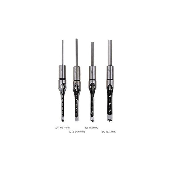 4 Pcs Chisel Set Square Hole Drill Bits Steel Hollow Woodworking Tools (1/4 1/2 5/16 3/8 Inch) Other Woodworking Equipment