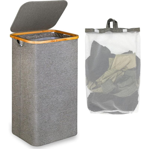 Large Laundry Basket With Lid 100L Dirty Bamboo Handles For Clothes Xxl Foldable Laundry Baskets & Hampers