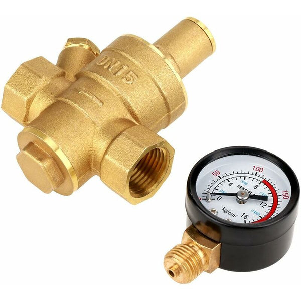 Water Pressure Regulator Reducer With Dn15 Brass Measuring Meter Water Pumps & Pressure Tanks
