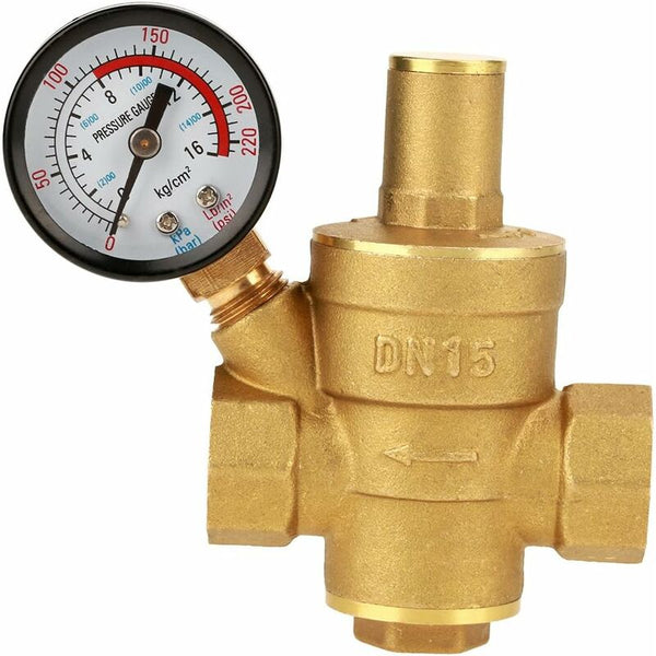 Water Pressure Regulator Reducer With Dn15 Brass Measuring Meter Water Pumps & Pressure Tanks
