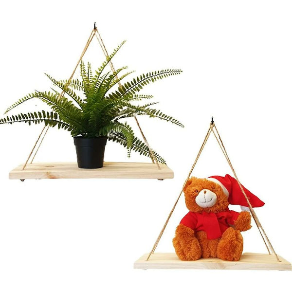 2 Pcs Set Hanging Wall Shelf Trendy Decoration In Recycled Wood Hook Included Pine 35 Cm X 14 Wall Shelves