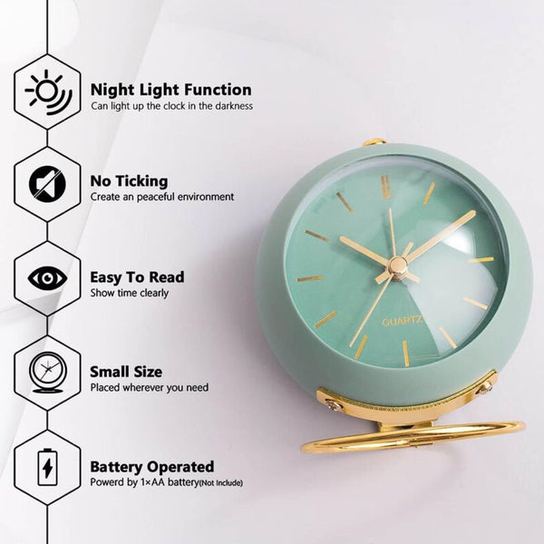 Retro Non Ticking Analog Alarm Clock With Night Light Silent Easy Operation And Loud Gift For Mom Alarm Clocks & Clock Radios