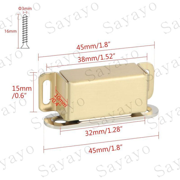 Magnetic Door Catches For Drawers Or Cabinets Closure Stainless Steel Gold Finish 4 Pcs Ecat001g 4P Fr Door Locks & Lock Mechanisms