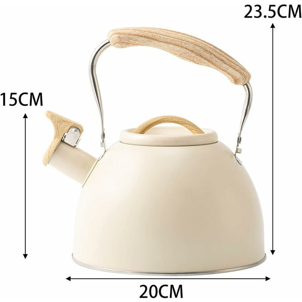 Stainless Steel Tea Kettle With Wooden Handle 3L Induction Whistling Retro Teapot Boiler For Electric Kettles