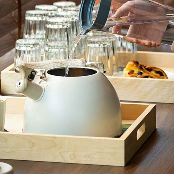Stainless Steel Tea Kettle With Wooden Handle 3L Induction Whistling Retro Teapot Boiler For Electric Kettles
