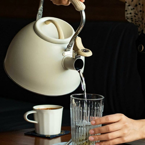 Stainless Steel Tea Kettle With Wooden Handle 3L Induction Whistling Retro Teapot Boiler For Electric Kettles