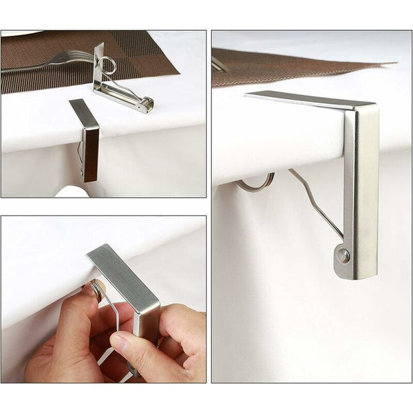 4 Pcs Tablecloth Clips Set Stainless Steel Anti Slip Spring Loaded Holder Table Cloths