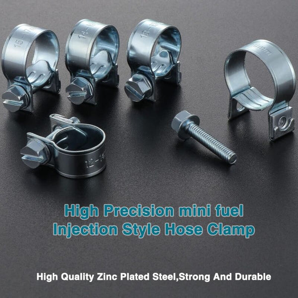60 Pcs Galvanized Silicone Fuel Hose Clamps 10 Sizes Hoses