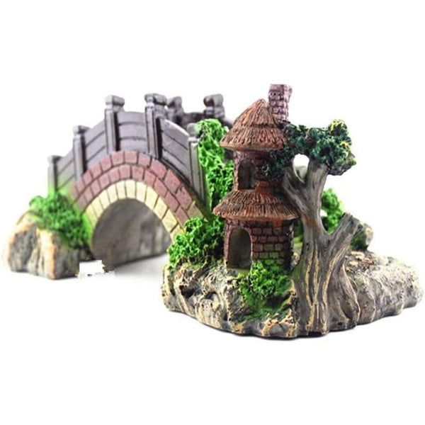 Aquarium Bridge Ornamentfish Tank Landscape Decor Resin Fish Arch Pavilion Tree Garden Decorations