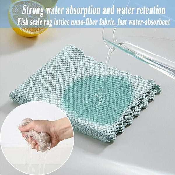 Microfiber Cleaning Cloths 10 Fish Scale 25X25cm Eco Friendly Reusable Towel For Kitchen Glass Car Cleaning Towels & Cloths