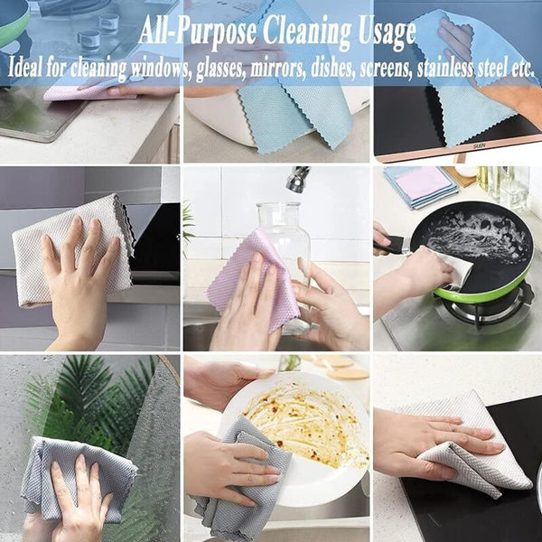 Microfiber Cleaning Cloths 10 Fish Scale 25X25cm Eco Friendly Reusable Towel For Kitchen Glass Car Cleaning Towels & Cloths