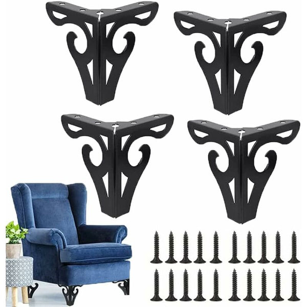 4Pcs Black Iron Furniture Legs For Sofa Cabinet Bed Table 3.9" H Furniture Parts