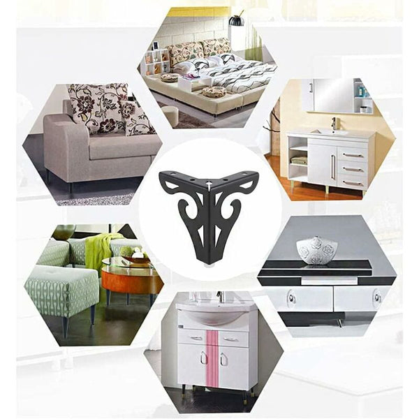 4Pcs Black Iron Furniture Legs For Sofa Cabinet Bed Table 3.9" H Furniture Parts