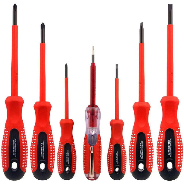 7 Piece Insulated Screwdriver Set 1000V Premium Cr Steel With Black Oxide Magnetic Tips And Tpr Non Slip Handle Screwdrivers & Nutdrivers