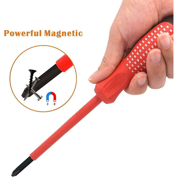 7 Piece Insulated Screwdriver Set 1000V Premium Cr Steel With Black Oxide Magnetic Tips And Tpr Non Slip Handle Screwdrivers & Nutdrivers