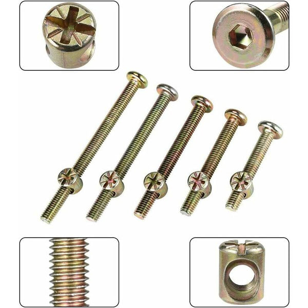 50 Pieces Hex Head Bolts With Cylinder Nuts Assortment Kit For Furniture Baby Cribs Screws & Bolts