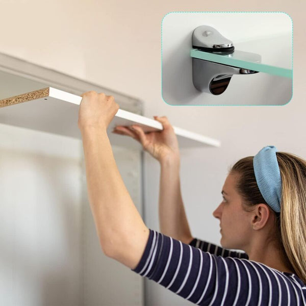 2 Piece Glass Shelf Bracket Support For 5 21Mm Thickness Wood/Glass Shelves Braces & Brackets