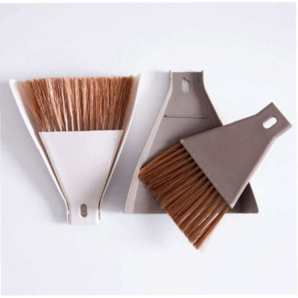 1Set Mini Dustpan Brush Sets Cleaning For Table Desk Countertop Keyboard Car Camping (Beige) Dusters
