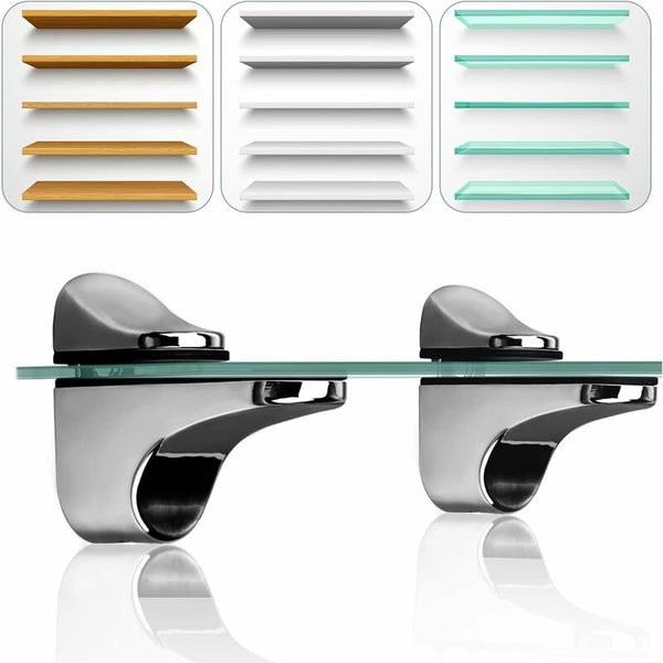 2 Piece Glass Shelf Bracket Support For 5 22Mm Thickness Wood/Glass Shelves Braces & Brackets
