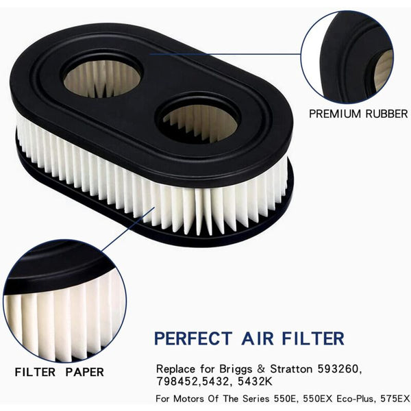 2 Pcs Lawn Mower Air Filter For Briggs And Stratton 798452 5432 Engine Parts Lawn Mowers