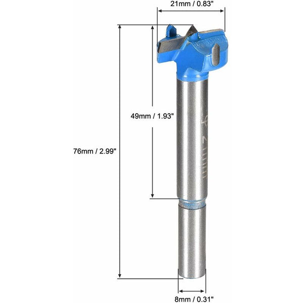 Wood Router Bit Reamer Drilling 21Mm Dia. Carbide Alloy Steel Tipped Round Shank Cutter For Woodworking Blue Pcs Wood Drill Bits