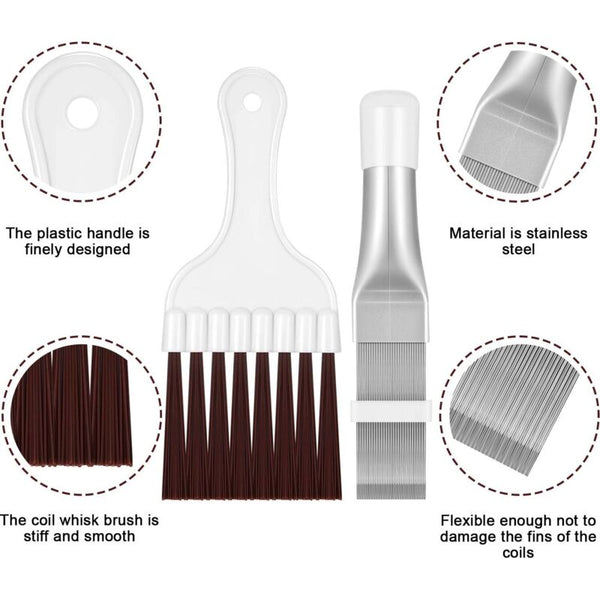 2 Pcs Air Conditioner Condenser Fin Comb Cleaning Brush Cleaner Refrigerator Coil Cleaning Brushes