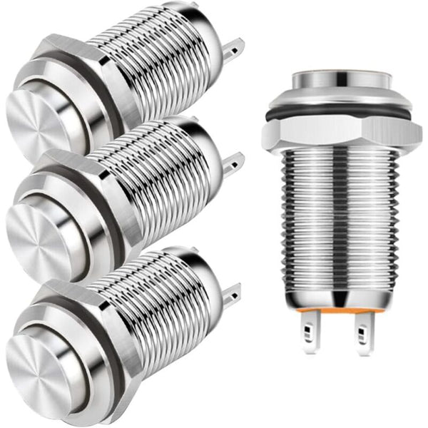 4 Pcs 12Mm 3A 12V/24V/125V/250V Ac Self Locking Waterproof Push Button Switch Nickel Plated Copper On Off Switch Accessories