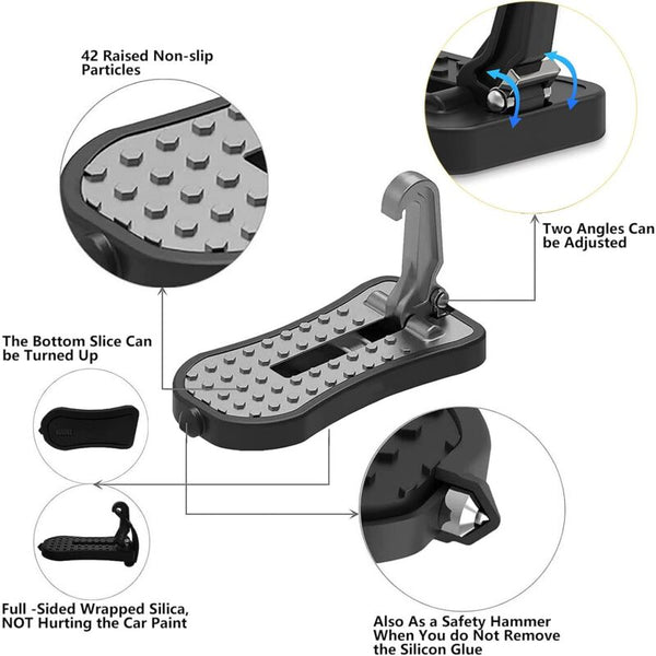 Car Door Pedal Foot Nail U Latch Hook With Auxiliary Safety Hammer 16Cm Car Racks
