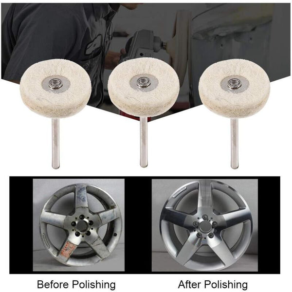 10 Pcs Polishing Wheel 25Mm Wool Felt Buffing Wheels Drill Grinder Brushes Rotary Tool With Handle Buffers & Polishers
