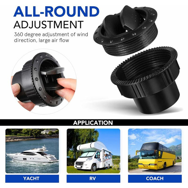60Mm Car Interior Heater Vent Cover Dashboard Air Deflector Side Roof Black Outlet Round Louvered Other Car Interior