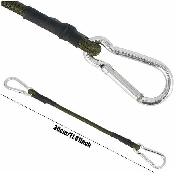 2 Pack 30Cm Heavy Duty Mini Bungee Cords With Carabiner For Camping Luggage Travel Ropes Cords & Slings