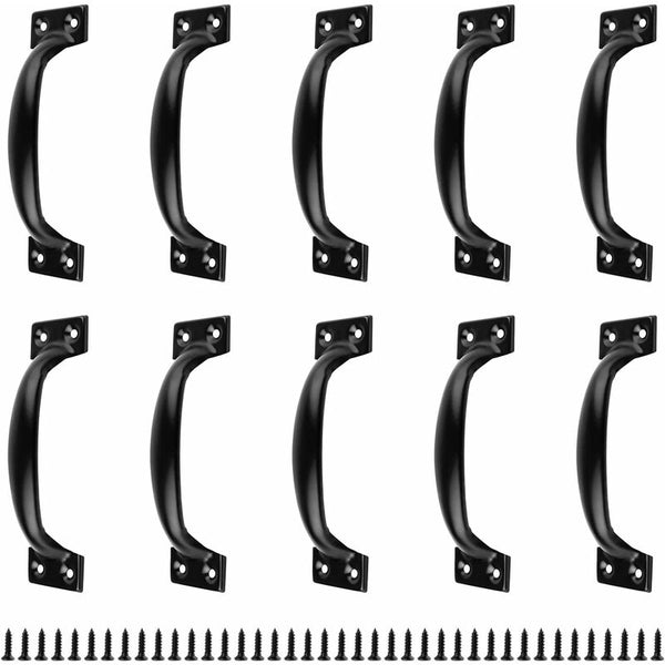 10 Pack Black Arc Furniture Cabinet Drawer Handles With Screws Screws & Bolts