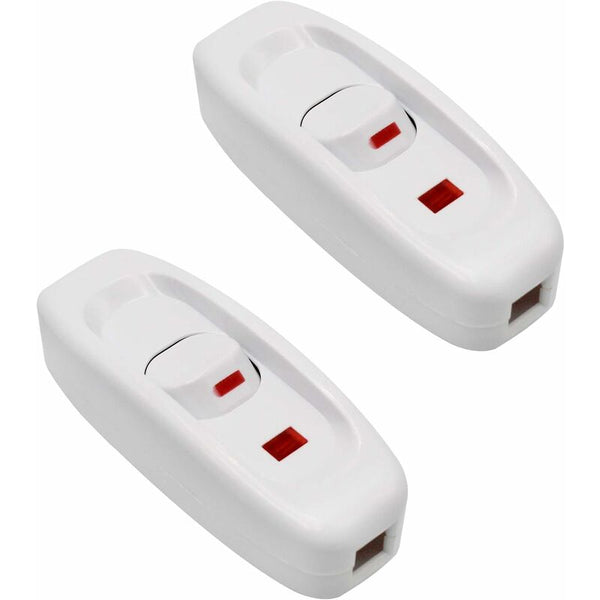 2 Pcs Ac 250V 10A Inline On/Off Rocker Switch Desk Lamp Cable With Led Indicator White Electrical Switches & Dimmers