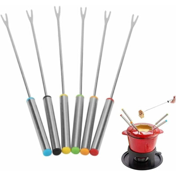6 Stainless Steel Fondue Long Handle Rust Proof Easy Clean Forks