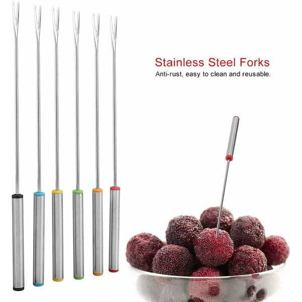 6 Stainless Steel Fondue Long Handle Rust Proof Easy Clean Forks