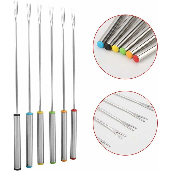 6 Stainless Steel Fondue Long Handle Rust Proof Easy Clean Forks