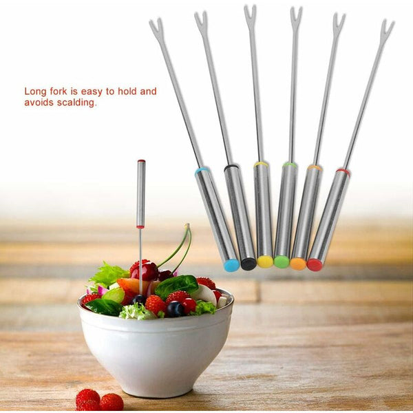 6 Stainless Steel Fondue Long Handle Rust Proof Easy Clean Forks