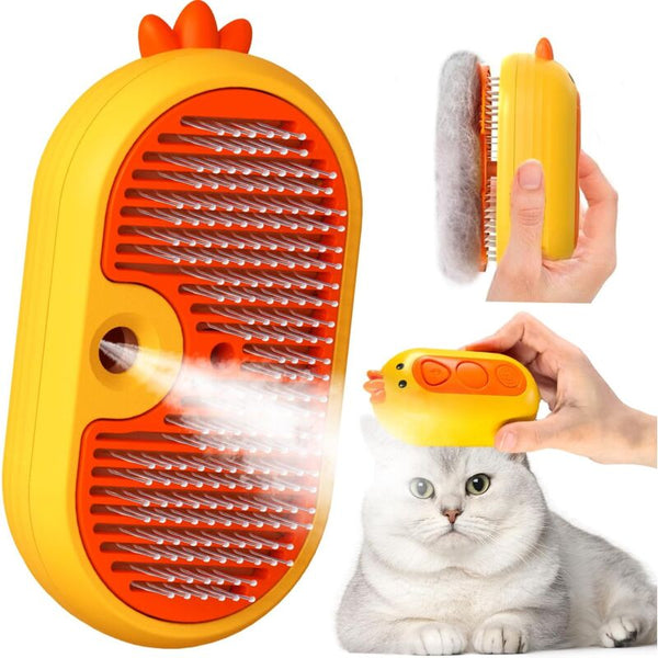 Rechargeable Cat Steam Brush With Release Button For Long And Short Hair Dog Grooming