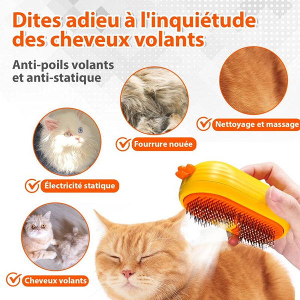 Rechargeable Cat Steam Brush With Release Button For Long And Short Hair Dog Grooming