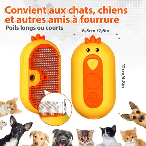 Rechargeable Cat Steam Brush With Release Button For Long And Short Hair Dog Grooming